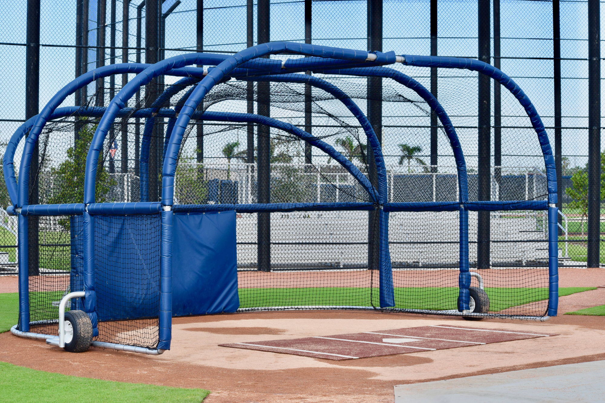 You can see the visiting team's batting cage from outside Guaranteed R